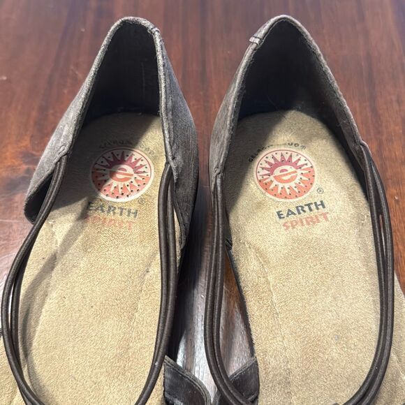 Earth Spirit Miranda Brown Suede Low Wedge Sandals Women’s US 8 EU 40 - Picture 2 of 8